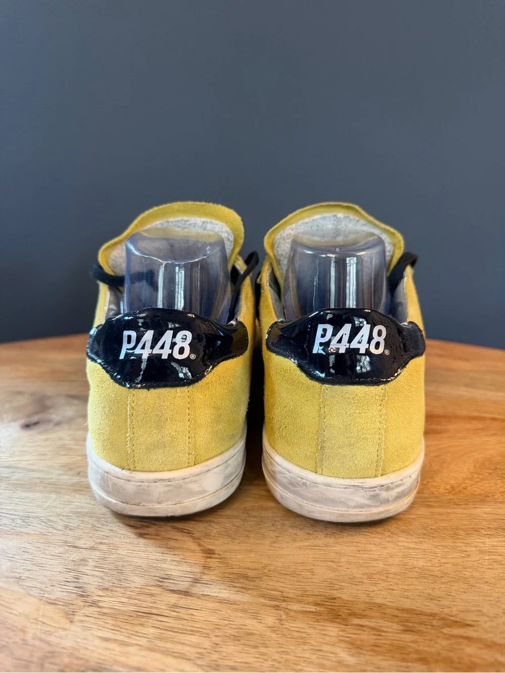 P448 Men's Yellow Suede Low-Top Sneakers with Black Laces